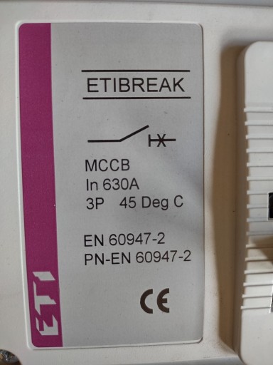 Zdjęcie oferty: Wyłącznik ETIBREAK EB1 630A, wyzwalacz wzrostowy