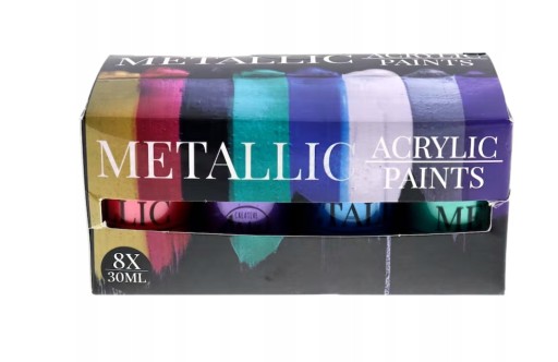 Zdjęcie oferty: FARBY AKRYLOWE METALICZNE  8x30ml ZŁOTA SREBRNA