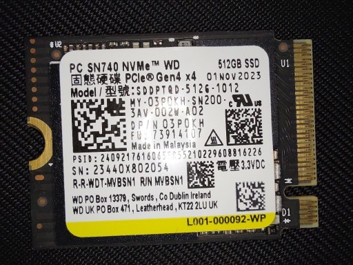 Zdjęcie oferty: DYSK DO STEAM DECK 512 GB 2230 SSD WD SN740