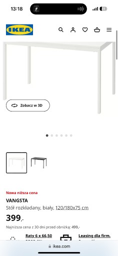 Zdjęcie oferty: Stół IKEA VANGSTA 120/180x75cm - 2 sztuki