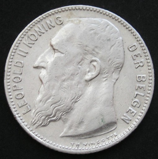 Zdjęcie oferty: Belgia 1 frank 1909 - król Leopold II - srebro