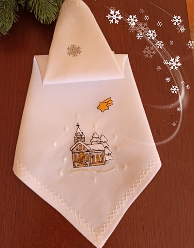 Zdjęcie oferty: Serwetka świąteczna kwadratowa haftowana 35cm x 35cm wystrój prezent