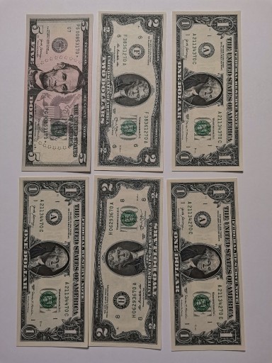 Zdjęcie oferty: Banknoty dolar USA DUŻY ZESTAW UNC x 6 szt., (64