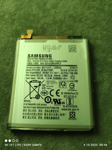 Zdjęcie oferty: Bateria oryginalna do Samsunga a51 4000 mAh używana