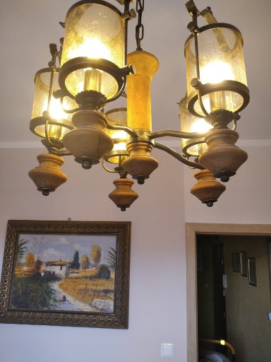 Zdjęcie oferty: Żyrandol, lampa metalowo drewniana
