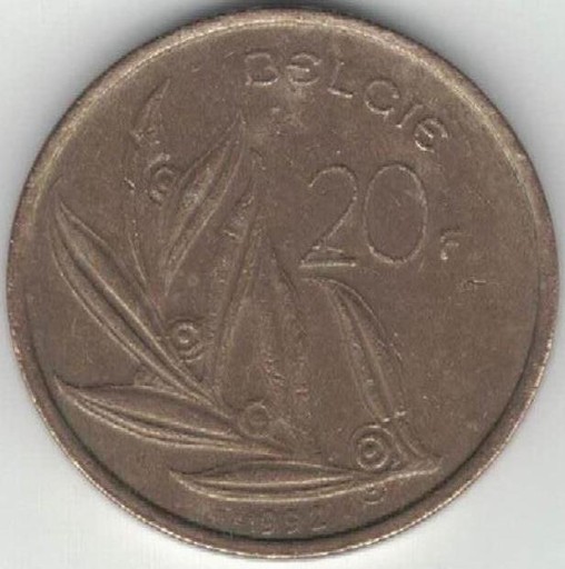 Zdjęcie oferty: Belgia 20 franków 1992 E  25,6 mm nr 2