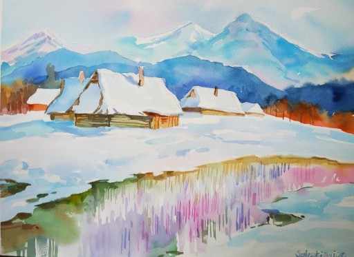 Zdjęcie oferty: TATRY przedwiośnie(akwarela wykonanie)36x48cm