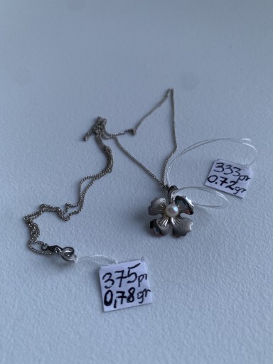 Zdjęcie oferty: Białe złoto łańcuszek i wisorek z perłą 1,50g