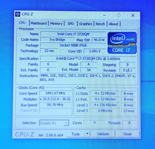 Zdjęcie oferty: Procesor Intel Core i7 3720QM 3.6 Ghz SR0MT