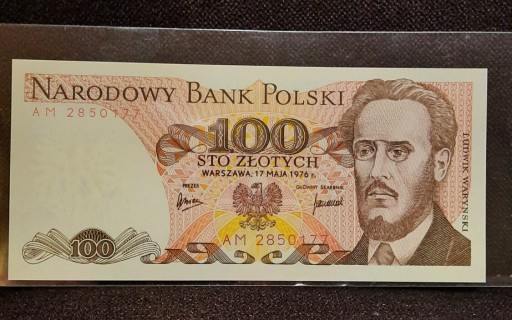 Zdjęcie oferty: Banknot 100 zł 1976r UNC- ser. AM 2850177 piękny 