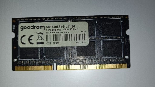 Zdjęcie oferty: Pamięć RAM 8 GB DDR3 SODIMM 1600MHz