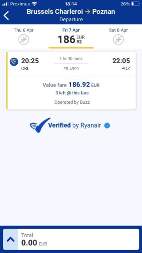 Zdjęcie oferty: Bilet Ryanair Bruksela Charleroi - Poznań 07/04/23