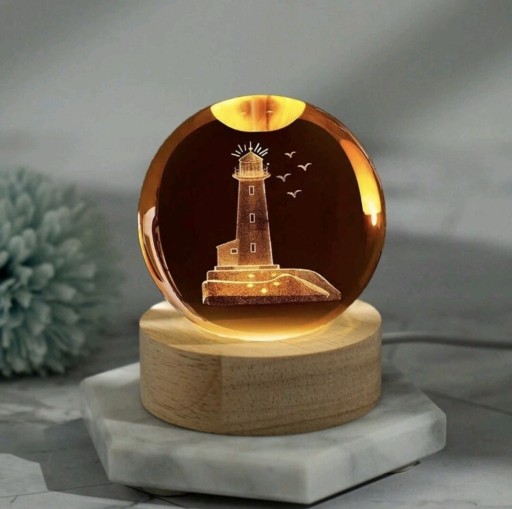 Zdjęcie oferty: Oświetlana Kula 3D z Grawerowaną Latarnią Morską