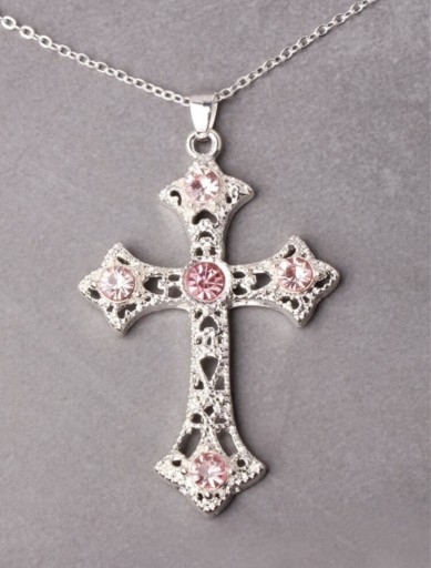 Zdjęcie oferty: Nowy srebrny naszyjnik z cyrkoniami krzyż cross