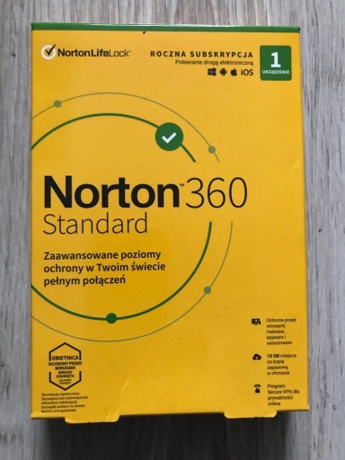 Zdjęcie oferty: Norton 360 Standard 1st / 12 miesięcy Box