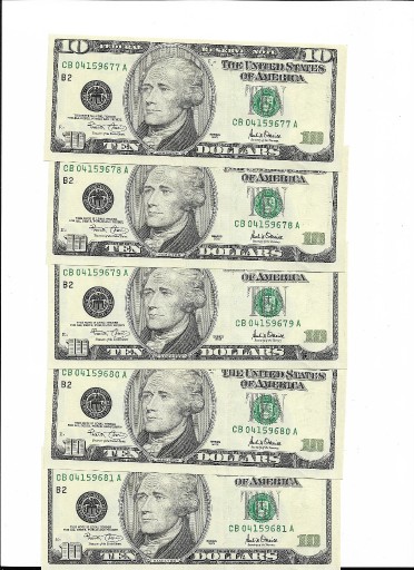Zdjęcie oferty: USA 5x$10 1999 Kolejne Numery