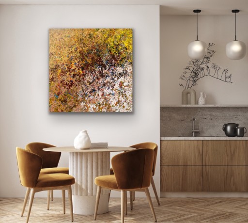 Zdjęcie oferty: Abstrakcja obraz ręcznie malowany 100x100cm żółty 