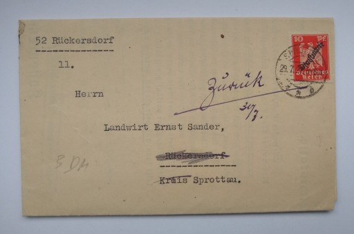Zdjęcie oferty: List z miejscowości Sprottau z roku 1927
