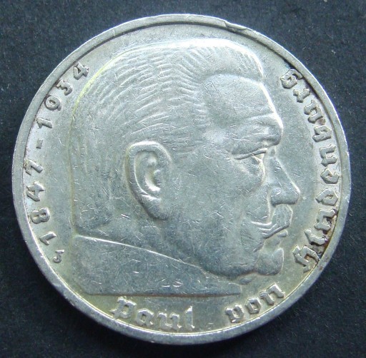 Zdjęcie oferty: 5 Marek 1936 J - Hindenburg. Srebro