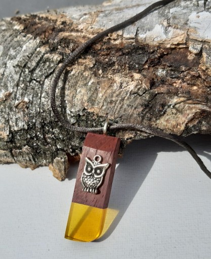 Zdjęcie oferty: Naszyjnik z żywicy i drewna egzotycznego padouk