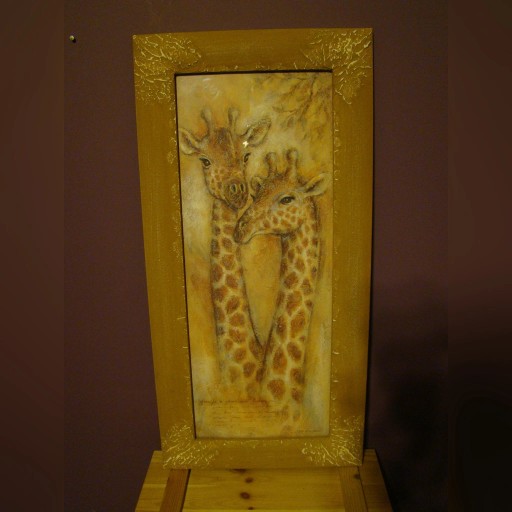 Zdjęcie oferty: obrazek, ramka vintage Knor, żyrafy 58x29 cm