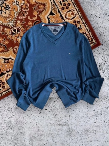 Zdjęcie oferty: Tommy Hilfiger niebieski sweter męski z kaszmirem