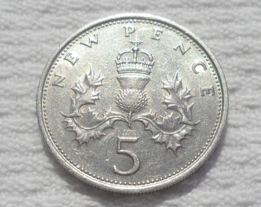 Zdjęcie oferty: UK GB Anglia Elżbieta II 5 pensów NEW pence 1970