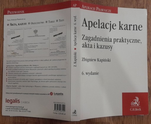 Zdjęcie oferty: Apelacje karne Zbigniew Kapiński 6 wydanie prawo