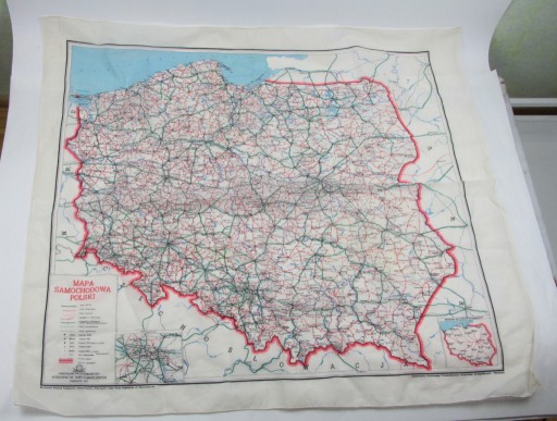 Zdjęcie oferty: Mapa samochodowa Polski 1957 r. chusta
