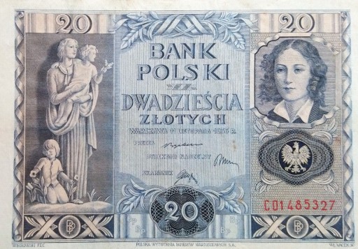 Zdjęcie oferty: Stary banknot Polska 20 zł 1936 rok Rzeczpospolita