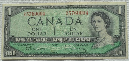 Zdjęcie oferty: Kanada 1 dolar 1954 Saskatchewan Beattie Rasminsky