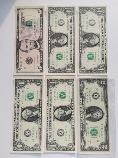 Zdjęcie oferty: Banknoty dolar USA DUŻY ZESTAW UNC x 6 szt., (24)