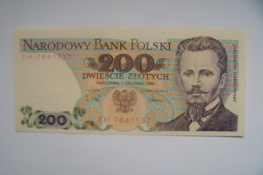 Zdjęcie oferty: Banknot PRL 200 zł.1988 r.seria EH UNC DYSTRUKT