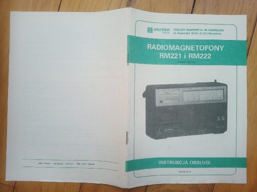 Zdjęcie oferty: Instrukcja Obsługi Radiomagnetofony RM221 i RM222