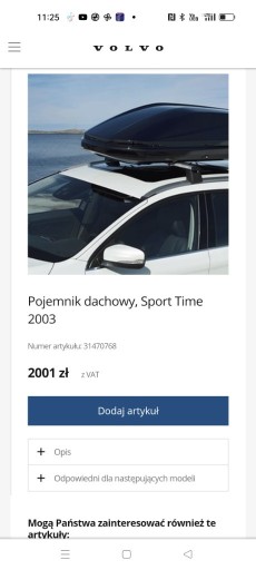 Zdjęcie oferty: box pojemnik dachowy Volvo Sport Time 2003