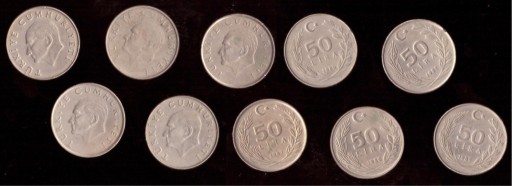 Zdjęcie oferty: 50 Lira Turcja. 5 monet