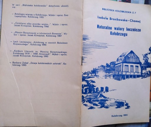 Zdjęcie oferty: NATURALNE WODY LECZNICZE KOŁOBRZEGU Biblioteka Kołobrzeska z. 7 1991