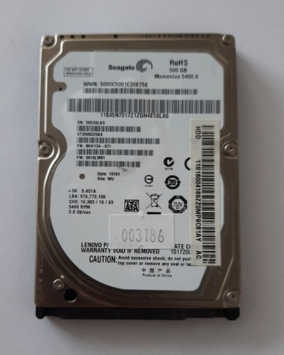 Zdjęcie oferty: Seagate 5VE5SLAS 500GB