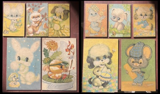 Zdjęcie oferty: Zestaw 10 polskich obrazków dziecięcych - PRL. Gratis