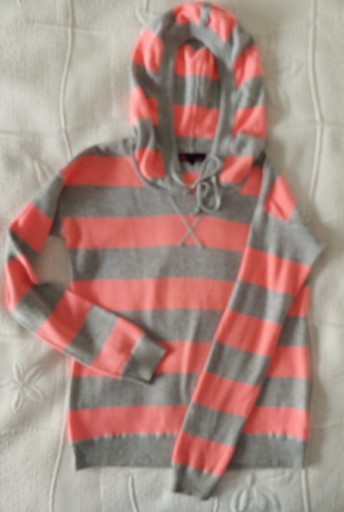 Zdjęcie oferty: Bluza sweterek pasy szare koralowe 6 lat +