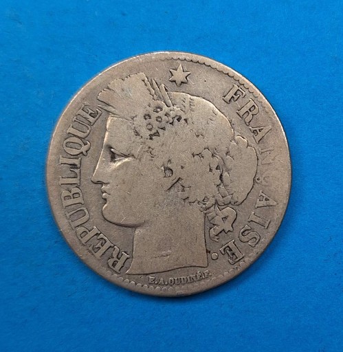 Zdjęcie oferty: Francja 2 franki 1871 K bogini Ceres, srebro 0,835