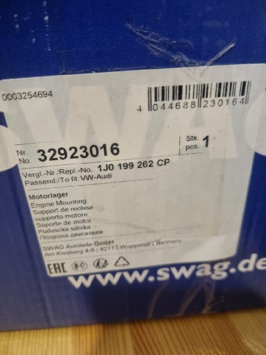 Zdjęcie oferty: Poduszka silnika SWAG 32923016, 1J0 199 262 CP