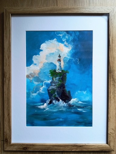 Zdjęcie oferty: "Samotna latarnia" – obraz akrylowy A4 na papierze bawełnianym