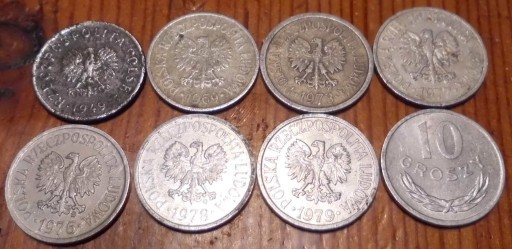 Zdjęcie oferty: Zestaw 10 groszówek PRL1949-89  7 monet obiegowe