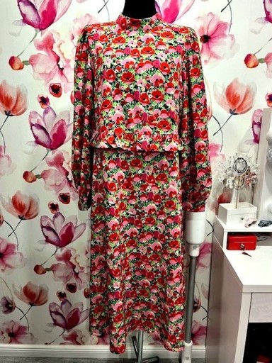 Zdjęcie oferty: pieces sukienka kolorowa kwiaty długa nowa roz.40