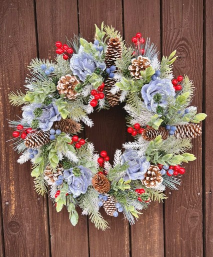 Zdjęcie oferty: Wianek stroik Boże Narodzenie ozdoba świąteczna na drzwi 45cm kurier Gratis