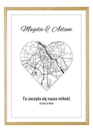 Zdjęcie oferty: Mapa Waszej Miłości na Rocznice w ramie - 50x70