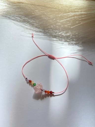 Zdjęcie oferty: bransoletka na szczęście kwarc różowy cyrkonia