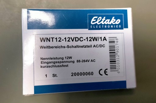 Zdjęcie oferty:  Zasilacz 12V Eltako WNT12-12VDC-12W/1A 20000060 