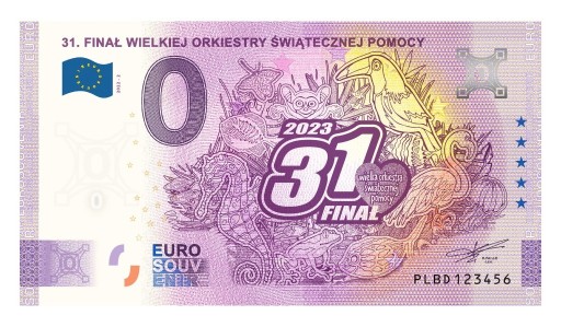 Zdjęcie oferty: Banknot 0 euro souvenir 31. WOŚP Kryptobanknot